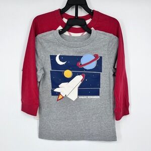 2-Pack Wonder Nation T-Shirt Set Kids Size 5 Grey Red Space Explorer Raglan NEW